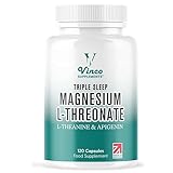 Vinco Triple Magnesium L-Threonate with L-Theanine & Apigenin – 120 Capsules - 3-in-1 Apigenin Threonate Supplements for Sleep & Relaxation - Triple Magnesium Complex Made in The UK