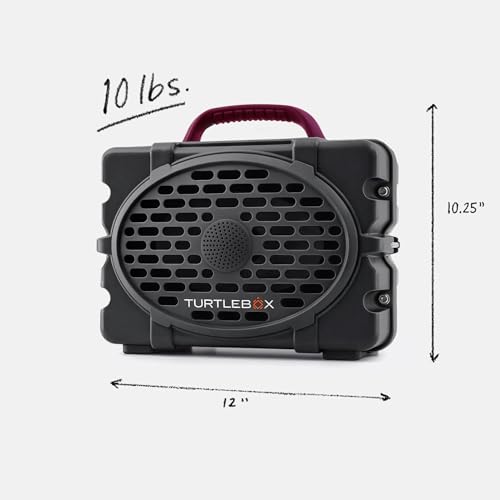 Image of Turtlebox Original Gen 3: Portable Outdoor Bluetooth Speaker - Ultra-Loud (120dB), Waterproof (IP67), Rugged, Impact-Resistant, 3-Day Battery | Party Mode: Unlimited Pairing Stereo, Gray /Maroon