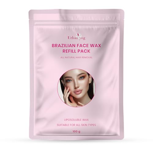 Image of Urban Yog Brazilian Beans Wax, Face Wax Refill Pack (100 g) | Stripless Bean Wax for Face Hair Removal | Liposoluble Brazilian Wax for Women | Upper Lip & Katori Wax for All Skin Types