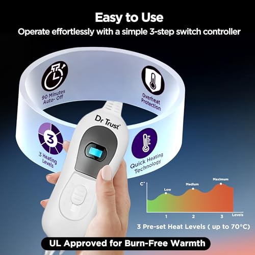 Image of Dr Trust USA Helios Orthopedic Electric Heating Pad for Back Pain I Heat Belt for Menstrual Period Cramps, Shoulder, Neck & Knee Pain Relief with Temperature Controller-387