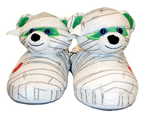 Build A Bear Build-A-Bear Assorted Kids Cute Slip-On Slippers (Medium 12-13, Mummy Bear White)