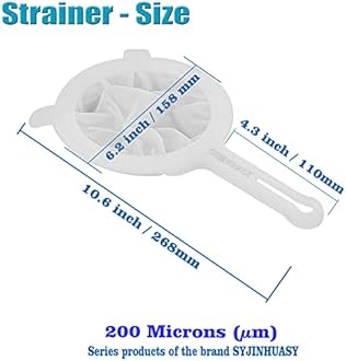 SYJINHUASY Kitchen Ultra-Fine Nylon Mesh Strainer Food Yogurt Mesh Sieve Plastic Mesh Colander with ​Handle Mini Brine Shrimp Separation Net for Filtering Juice Juice Milk Honey (200Mesh)