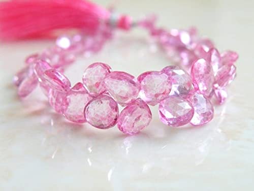 Gemstone Briolette rose quartz mystique 6mm perle cœur facetté lot de 21 pour création de bijoux
