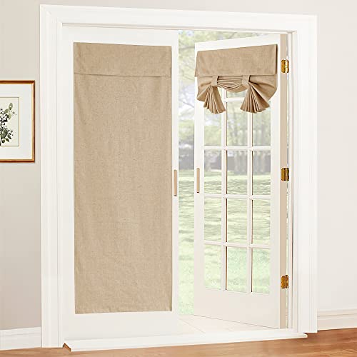 RYB HOME French Door Blinds Totally Blackout, Linen Blended Window Decor 100% Blackout Privacy Skylight Patio/French Glass Door Window Shades, W26 x L69 inch, Camel, 1 Panel