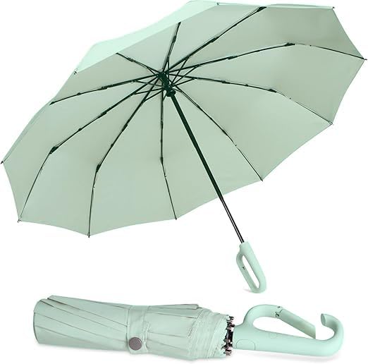 Image of Umbrella for Women | Umbrellas for Men | UV Coated 3 Fold Umbrella for Rain with Auto Open and Close Small Folding Travel-Foldable Windshield (Light Green-Ultra)