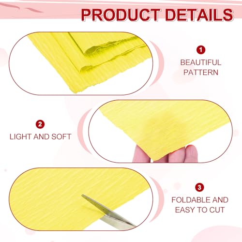 Image of MECCANIXITY Crepe Paper Roll 8.2ft Long 13 Inch Wide for Wedding Ceremony Various Large Festivals Decoration, Light Yellow