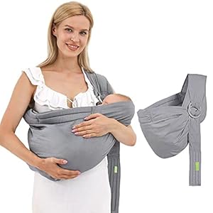 Baby Carrier & Wraps – Soft Adjustable Ring Sling for Newborns & Infants, Breathable Multi-Functional Sling for Mom & Dad Support, Babies Under 36lbs – Grey