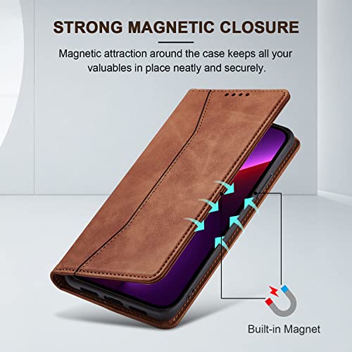 Image of Jasonyu Flip Wallet Case for iPhone 13 Pro Max,Brown