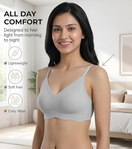 Image of DClub Wireless Bras for Women No Underwire Seamless Push Up Full Coverage Everyday Bra Comfortable Supportive Tshirt Bralette