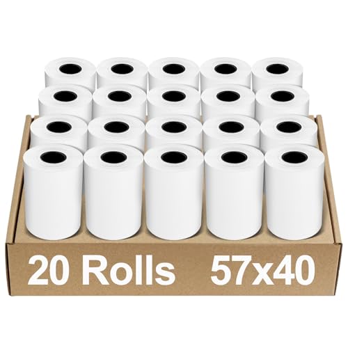 EC Rollen Thermopapier 57mm x 15m x 12mm, EC Cash Rollen Thermorollen Kassenrollen Bonrollen für Bankomat, Kredit-Kartenlesegeräte, Registrierkasse, POS, EPOS (20 Stück)