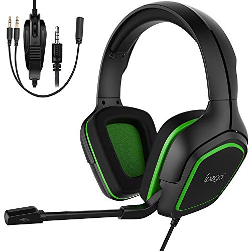 Megadream Gaming Headset, 3.5mm Surround Sound Stereo Noise Cancelling Microphone Gaming Profession Headphone Earphone for Nintendo Switch, Switch Lite, Xbox One, PS4, PC, Tablet, Cell Phone (Green)