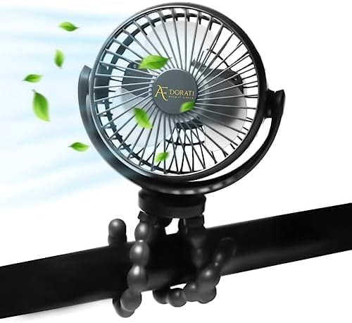 Miniatura 2 de Ventilador pequeño, ventilador de trípode flexible para cochecito - Ventilador portátil - Mini ventilador portátil, recargable, refrigeración