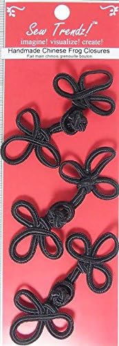 Sew Trendz-Vision Trims Handmade Chinese Frogs Button Closures- Black - Long 3 Loop Frogs- 3 Pair/pk