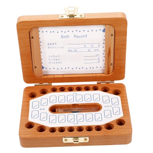 Abaodam Baby First Tooth Box for Boys Girls Wooden Keepsake Container Japanese Frame Infants Memory Tooth Storage Box