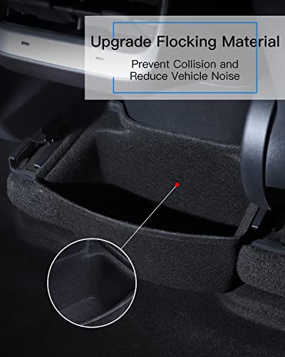 Yonzee Storage Box Compatible With Tesla Model Y Rear Center Console Flocking Underseat Organizer Tray, Backseat Second Row Organizer Storage Container Trash Can Replacement For Model Y Accessories #TOP3