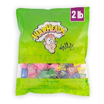 WARHEADS - Extreme Sour Hard Candy - Sour Apple, Black Cherry, Blue Raspberry, Lemon & Watermelon Flavors, Great For Parades - 2 lb. Bulk Bag