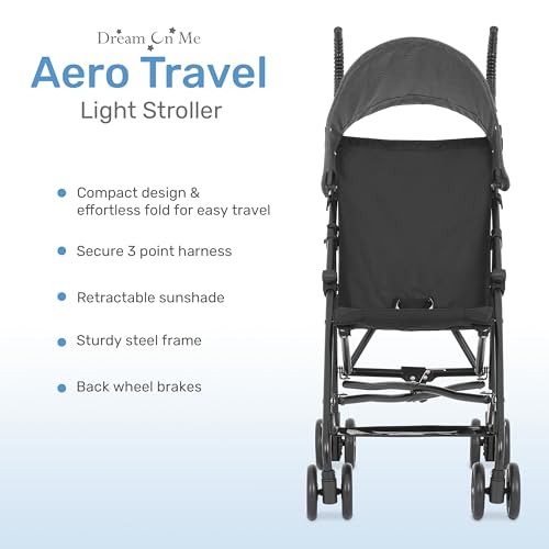 Dream On Me Aero Travel Lightweight Umbrella Stroller, Easy to Fold and Carry Travel Stroller, Adjustable and Removable Canopy by Dream On Me - Image 2