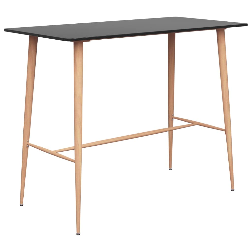 Juego de 7 piezas de bar en blanco y negro con mesa de tablero de fibra de densidad media y patas de metal y taburete de bar con respaldo para instalaciones modernas