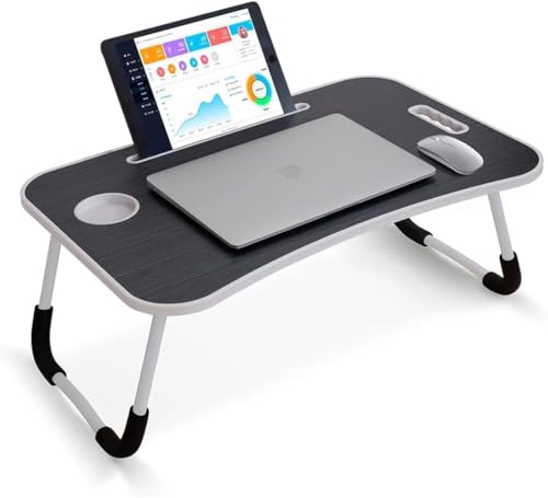 Image of GoRogue Stud Foldable Wooden Mini Lapdesk for Couch, Sofa Bed, Study Tray Table Stand for Writing (Walnut), 40 Centimeters