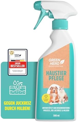 GrünesHeld Milbenmittel HundeKatzen 500ml Haustierpflege Spray Reizungen Anti Juckreiz