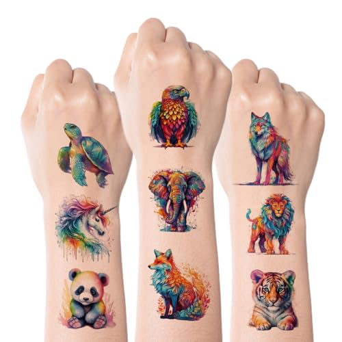 Kotkiddy Wasserfarben Tiere Temporäre Tattoos für Kinder - 60 Stile Temporär für Mädchen Junge Körper Arm Schulter Tattoos Aufkleber, Geburtstags Party Dekorationsartikel Kotkiddy Wasserfarben Tiere Temporäre Tattoos für Kinder - 60 Stile Temporär für Mädchen Junge Körper Arm Schulter Tattoos Aufkleber, Geburtstags Party Dekorationsartikel
