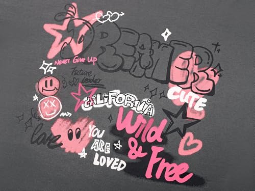 Image of Stylish Graffiti /Butterfly /Tropical Crop Top for Little & Big Girls - Cool Summer T-Shirt Clothes Size 6-18