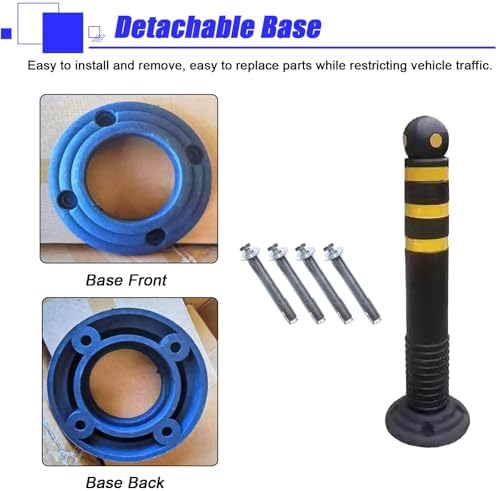 Traffic Safety Cones - 24" & 32" Removable Traffic Control Channelizer for Parking Lots, Hotels, Schools, Subways & Residential Areas - Durable Visual Warning Posts