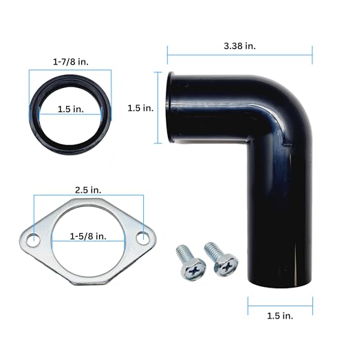 Mr. Scrappy Garbage Disposal Drain Elbow Replacement Kit - Includes 1.5" Elbow, Flange, Gasket, and Two Screws