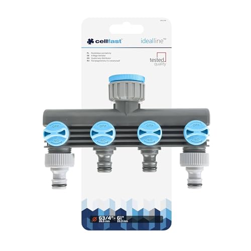 Cellfast Distributore 4 Vie Connessione Per Tubo Da Giardino Ramificazione Regolazione Continua Rubinetto G3/4" G1 Cellpro - 2