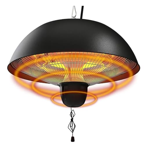 HSRG Hängender Terrassenheizer, 1500 W Elektrischer Außen-/Innen-Terrassenheizer Mit Verstellbarer Kette, Infrarot-Terrassenheizer Mit 3 Einstellbaren Modi, Für Hausgarten-Pavillon