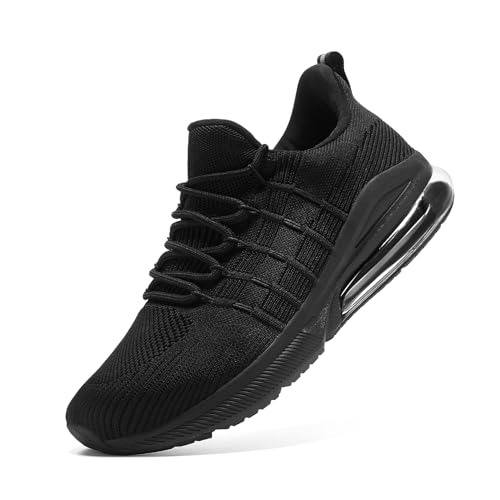 ZIGSAM Sicherheitsschuhe Herren Stahlkappe rutschfest Leicht Atmungsaktiv Sportlich Sneaker Arbeitsschutz Industrie Komfortabel(42,Schwarz