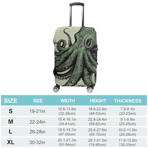Green Octopus Luggage Cover, Washable Elastic Suitcase Cover Protector Fit 18-32 Inch Luggage2