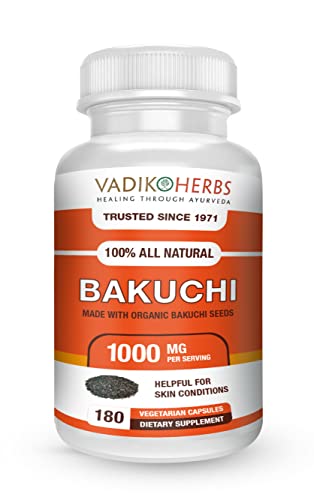 Certified Organic Vadik Herbs Bakuchi Babchi (Psoralea corylifolia) Powder | Helps to Maintain Bone Health (180 Vegicaps)