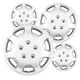 Hubcaps 14 inch Wheel Covers - (Set of 4) Hub Caps for 14in Wheels Rim Cover - Car Accessories Silver Hubcap Best for 14inch Cars Standard Steel Rims - Snap On Auto Tire Replacement Exterior Cap