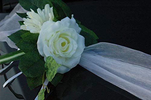 Car Decoration Lace Bouquet Car Jewellery Bride Couple Rose Decoration Wedding Car Wedding Decoration Car (SS GER White) - Image 4