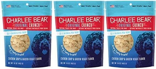 Charlee Bear Dog Treats Sopa de pollo y sabor vegetal de jardín (paquete de 3) 16 onzas cada uno