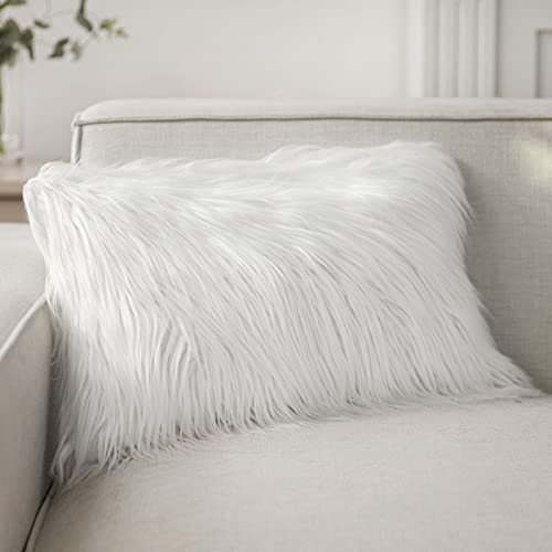 Image of Phantoscope Decorative New Luxury Series True White Merino Style Fur Throw Pillow Case Cushion Cover 12 inch x 20 inch 30 x 50 cm