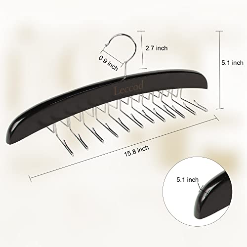 Leccod Upgrade Tank Top Hanger, Bra Hangers Space Saving Wooden 360° Rotating Non-Slip 24 Foldable Metal Hooks Closet Organizer For Camisole, Bathing Suit, Bra, Scarf, Tie And Belt (Black,1 Pack) #TOP4