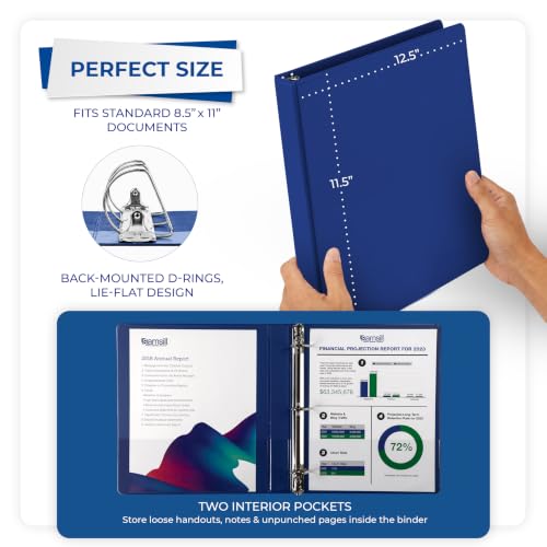Image of Samsill Durable 1 inch 3 Ring Binder, D Ring Binder, 100% Recycled Chipboard, Blue, 12 Pack