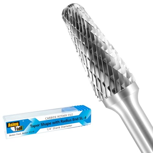 Image of SL-4 Tungsten Carbide Burr Rotary File Taper Shape with Radius End Double Cut with 1 /4 inch Shank for Die Grinder Drill Bit