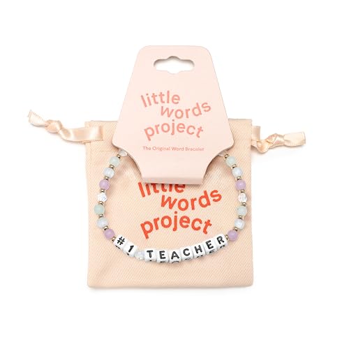 #1 Teacher Bracelet, The Original Word Bracelet, Made with Colorful Beads and Plated Brass Hardware, Handcrafted Design & Positive Message, Size ML2