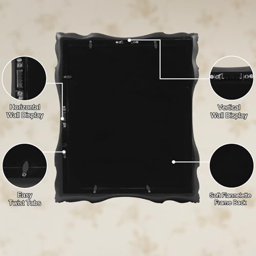 Image of 11x14 Vintage Picture Frame Gothic Victorian Picture Frames Black | Real Glass, Matted to 8x10 or 11 x 14 Photos, Wall Hanging