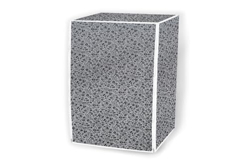 Image of Stylista PVC Washing Machine Cover Compatible for IFB 8 KG Fully-Automatic Front Loading SENATOR NEO SXS 8012, Waterproof and Dustproof, Floral Pattern Darkgrey