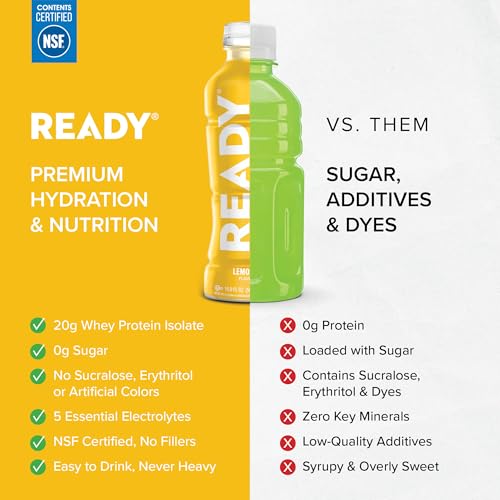 Image of Ready Clear Protein Water, Lemon Ice, 20g Whey Protein Isolate, 12 Pack