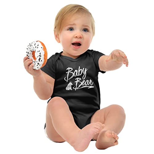 Texas Tees Gift For New Baby, Baby Bear Bodysuit, Little Brother Bodysuit With Bear, Black 3-6 M #TOP4