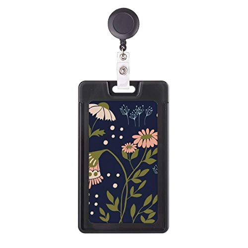 Porte-badge rétractable fleurs sauvages idéal pour infirmière et bureau rose