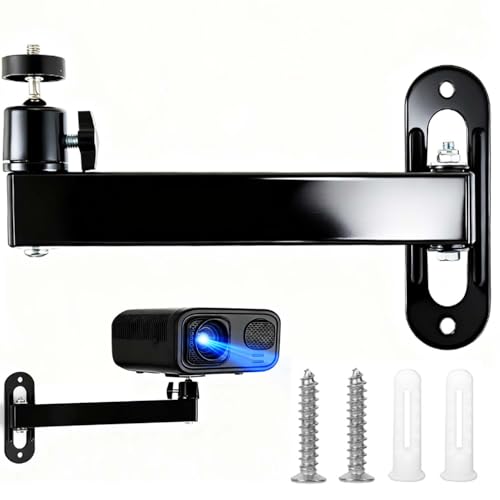 CDDCWZ Supporto da parete per proiettore, supporto da parete girevole a 360°, supporto regolabile con filettatura universale da 1/4 per home theater, sala giochi, ufficio