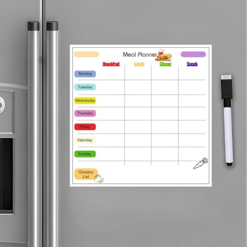 Image of Zesta Vinyl Magnetic Planner for Fridge | Cute Weekly Planner /Meal Planner with Marker | Rewritable Magnetic White Board for Fridge (Meal Planner)