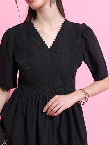 Image of Tokyo Talkies Women A-line Black Mini /Short Dress