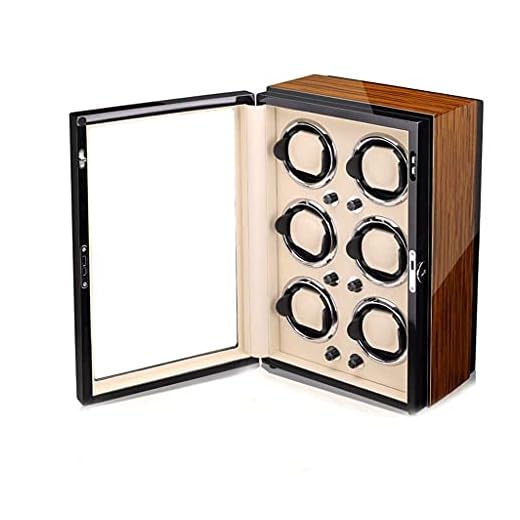 Caixa enroladora de relógio de madeira luxuosa, suporte agitador de motor, 6 espaços, caixas de armazenamento, relógios mecânicos automáticos, máquina de enrolamento, presente de luxo (A)
